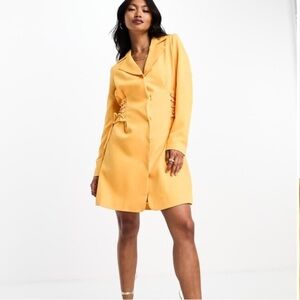 Y.A.S Tailored Blazer Mini Dress Corset Lace Up Side Magi Orange Medium NWT